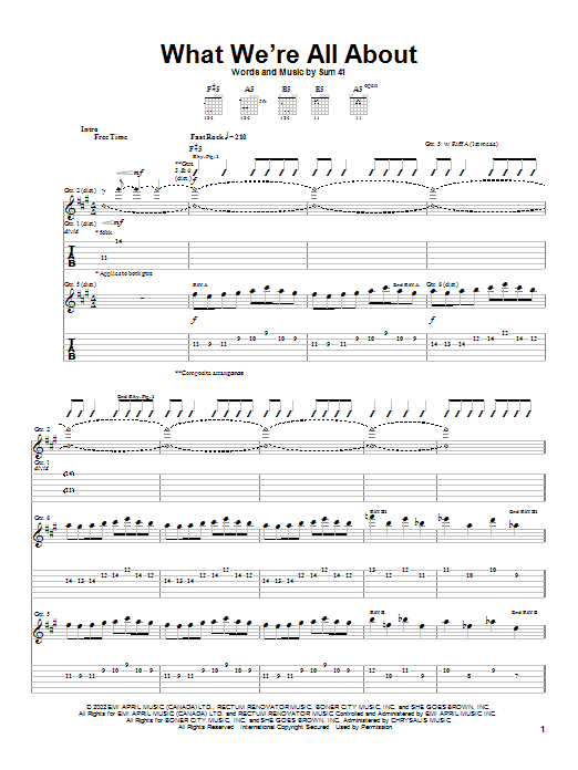 Sum 41 What We're All About Sheet Music Notes & Chords for Guitar Tab - Download or Print PDF