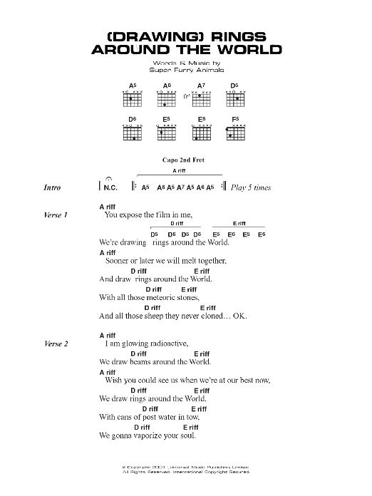 Super Furry Animals (Drawing) Rings Around The World Sheet Music Notes & Chords for Lyrics & Chords - Download or Print PDF