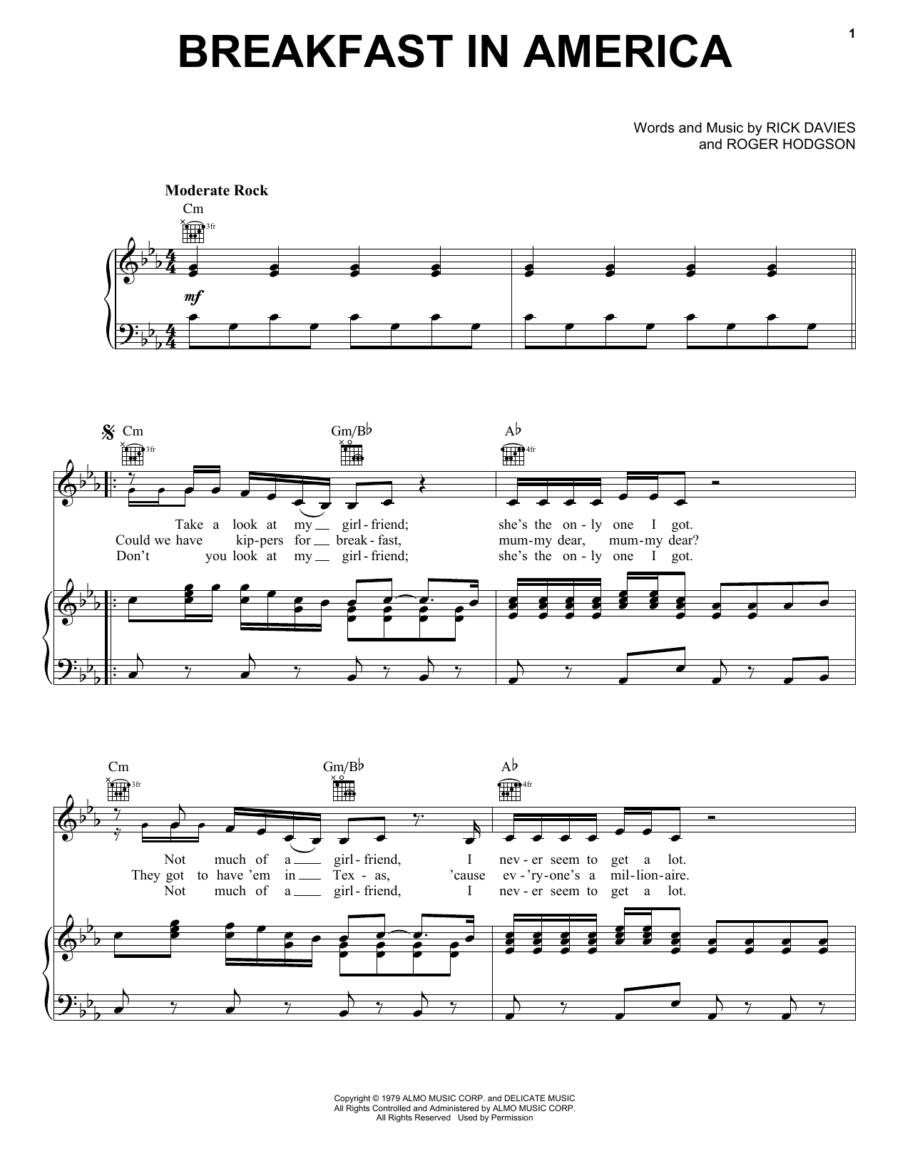 Supertramp Breakfast In America Sheet Music Notes & Chords for Guitar Tab - Download or Print PDF