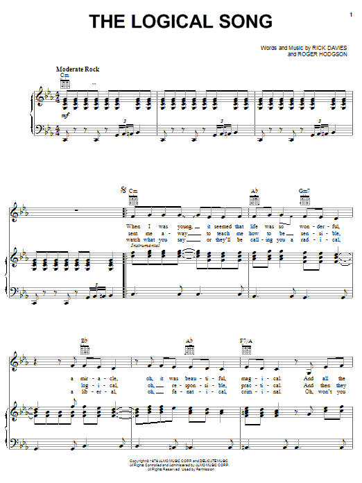 Supertramp The Logical Song Sheet Music Notes & Chords for Guitar Tab - Download or Print PDF