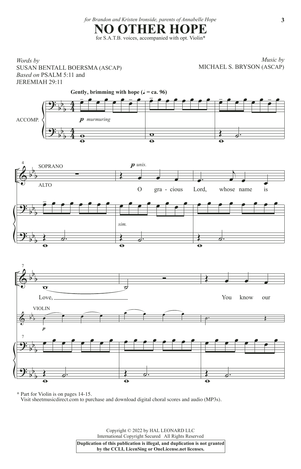 Susan Bentall Boersma and Michael S. Bryson No Other Hope Sheet Music Notes & Chords for SATB Choir - Download or Print PDF