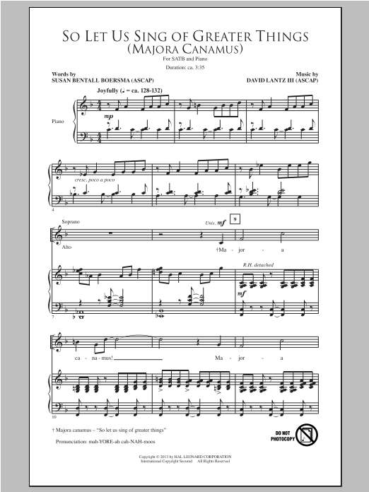 David Lantz III So Let Us Sing Of Greater Things (Majora Canamus) Sheet Music Notes & Chords for SATB - Download or Print PDF