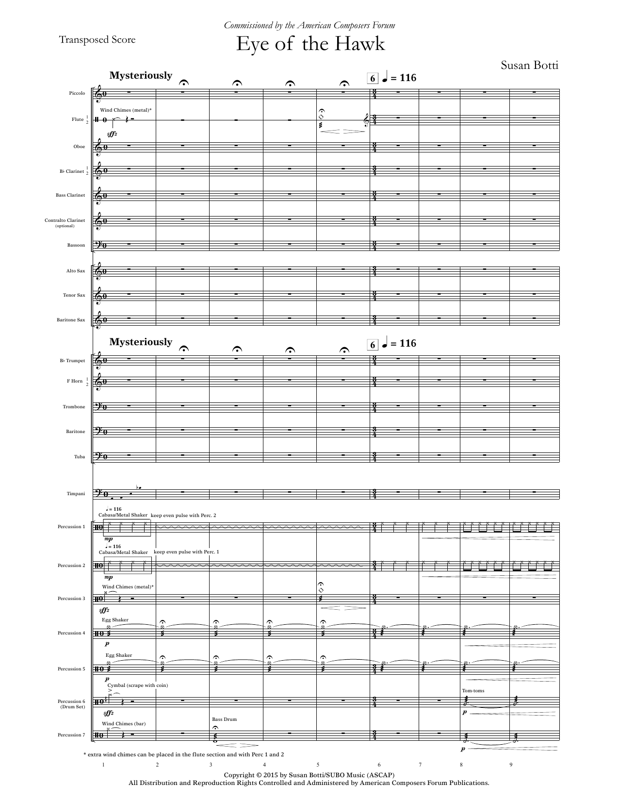 Susan Botti Eye of the Hawk - Conductor Sheet Music Notes & Chords for Concert Band - Download or Print PDF