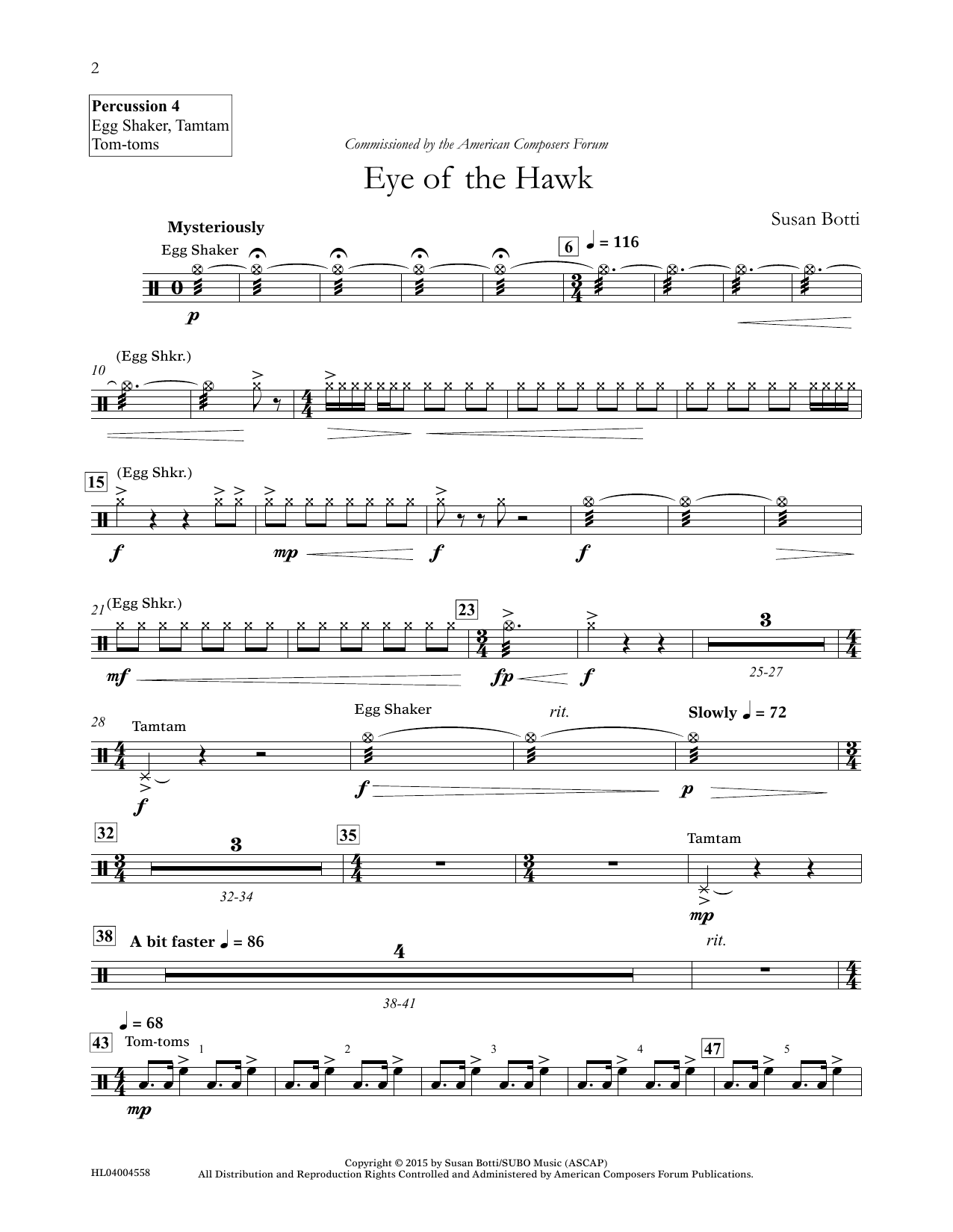 Susan Botti Eye of the Hawk - Percussion 4 Sheet Music Notes & Chords for Concert Band - Download or Print PDF