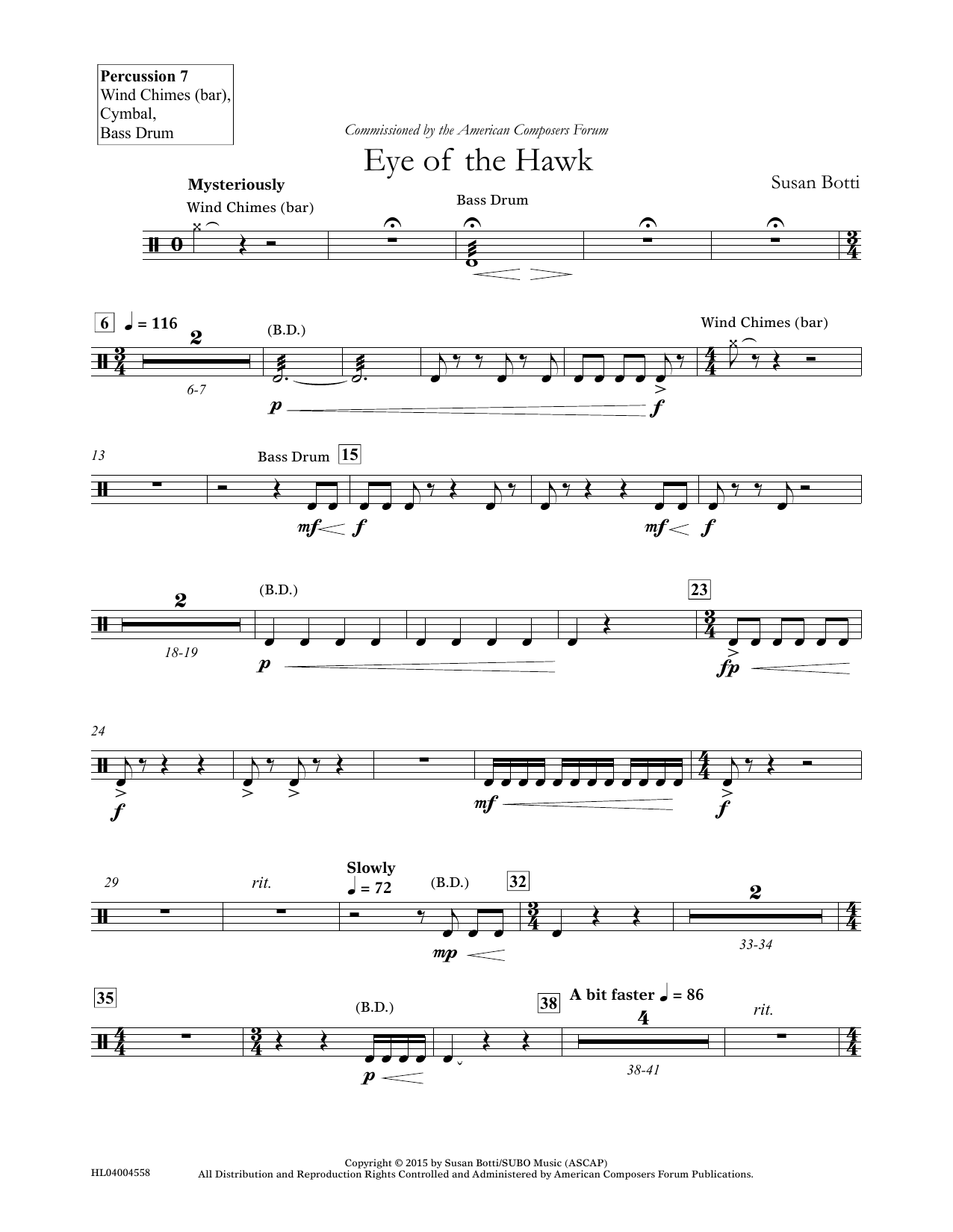 Susan Botti Eye of the Hawk - Percussion 7 Sheet Music Notes & Chords for Concert Band - Download or Print PDF