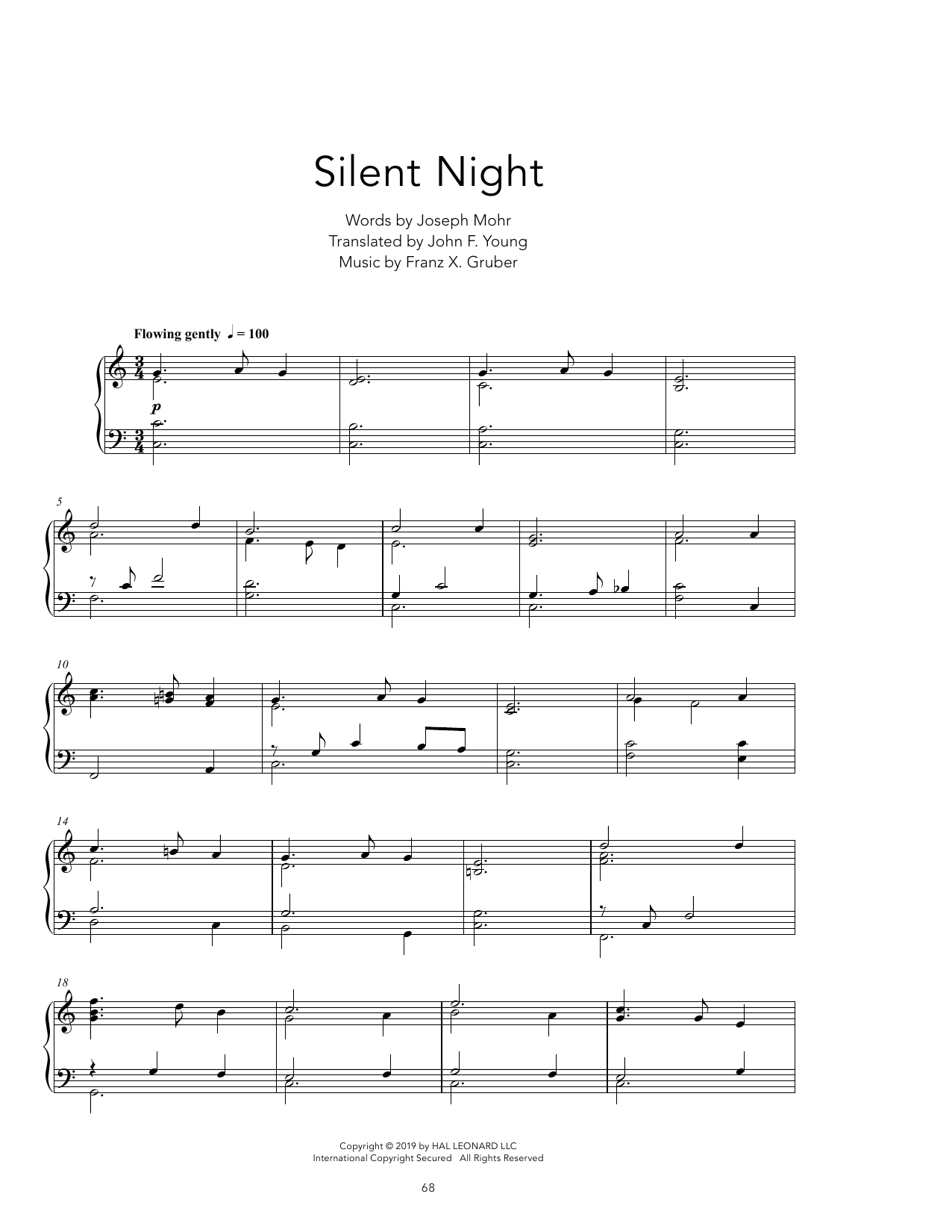 Susan Boyle Silent Night [Peaceful version] Sheet Music Notes & Chords for Piano Solo - Download or Print PDF
