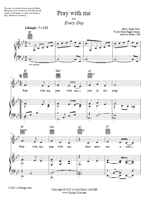 Susan Colin Pray With Me Sheet Music Notes & Chords for Piano, Vocal & Guitar (Right-Hand Melody) - Download or Print PDF