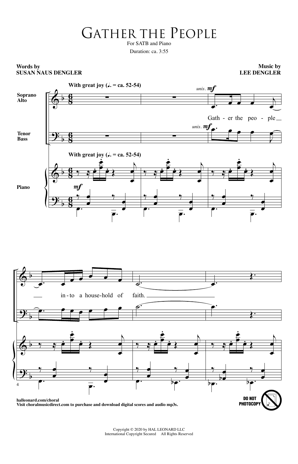 Susan Naus Dengler and Lee Dengler Gather The People Sheet Music Notes & Chords for SATB Choir - Download or Print PDF