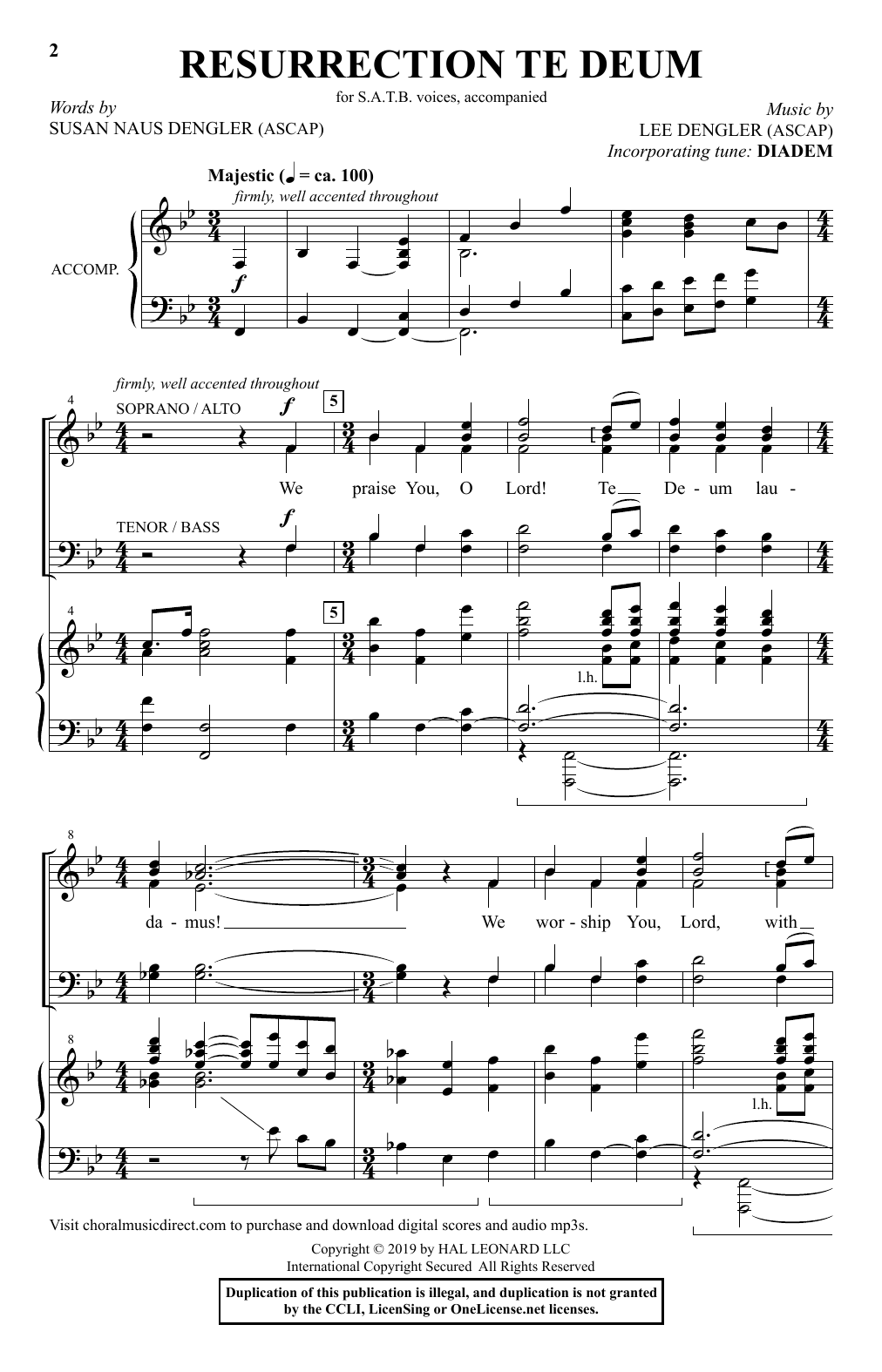 Susan Naus Dengler and Lee Dengler Resurrection Te Deum Sheet Music Notes & Chords for SATB Choir - Download or Print PDF