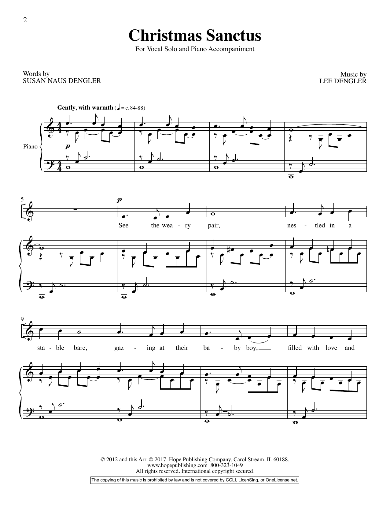 Susan Naus Dengler Christmas Sanctus Sheet Music Notes & Chords for Piano & Vocal - Download or Print PDF