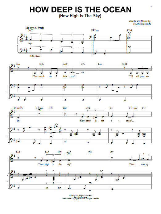 Susannah McCorkle How Deep Is The Ocean (How High Is The Sky) Sheet Music Notes & Chords for Piano & Vocal - Download or Print PDF