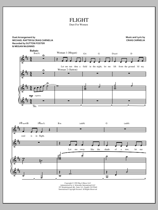 Craig Carnelia Flight Sheet Music Notes & Chords for Vocal Duet - Download or Print PDF