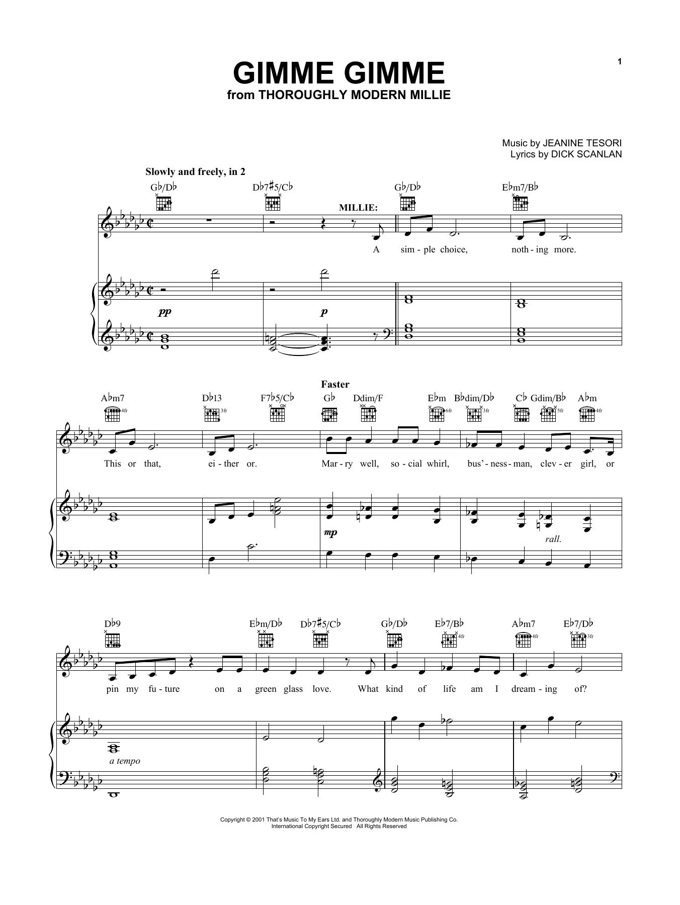 Sutton Foster Gimme Gimme (from Thoroughly Modern Millie) Sheet Music Notes & Chords for Vocal Pro + Piano/Guitar - Download or Print PDF