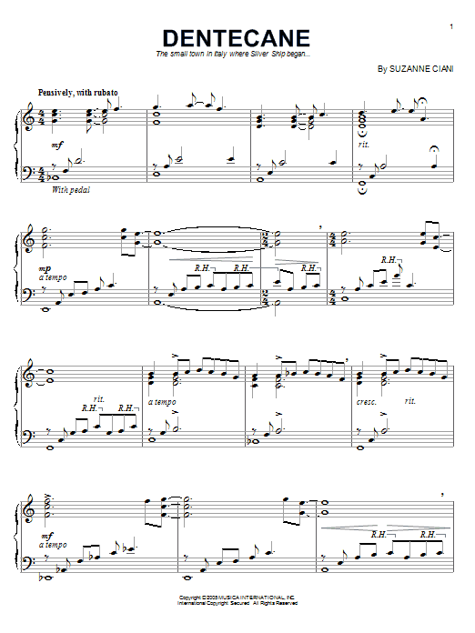 Suzanne Ciani Dentecane Sheet Music Notes & Chords for Piano - Download or Print PDF