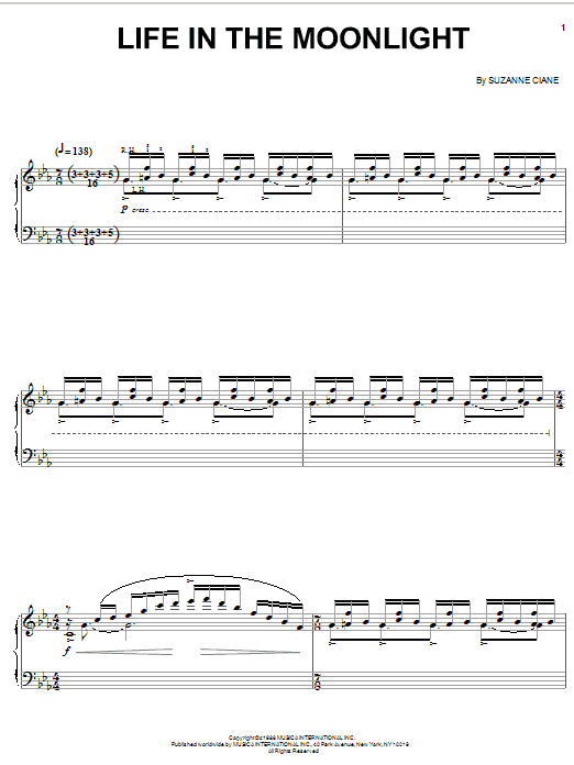 Suzanne Ciani Life In The Moonlight Sheet Music Notes & Chords for Piano - Download or Print PDF