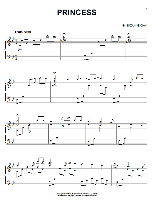 Suzanne Ciani Princess Sheet Music Notes & Chords for Piano - Download or Print PDF