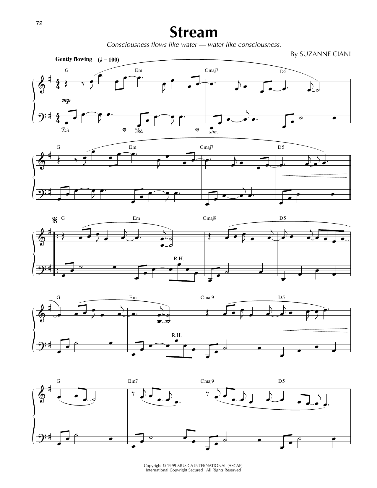 Suzanne Ciani Stream Sheet Music Notes & Chords for Piano Solo - Download or Print PDF