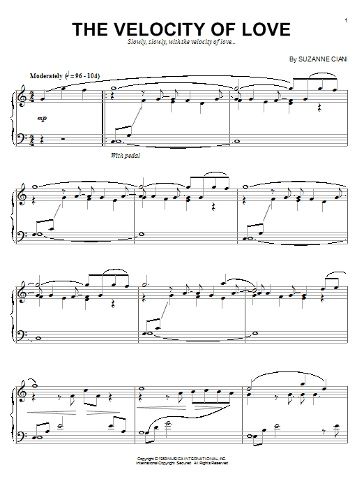 Suzanne Ciani The Velocity Of Love Sheet Music Notes & Chords for Lead Sheet / Fake Book - Download or Print PDF