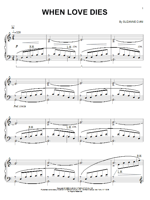 Suzanne Ciani When Love Dies Sheet Music Notes & Chords for Piano Solo - Download or Print PDF