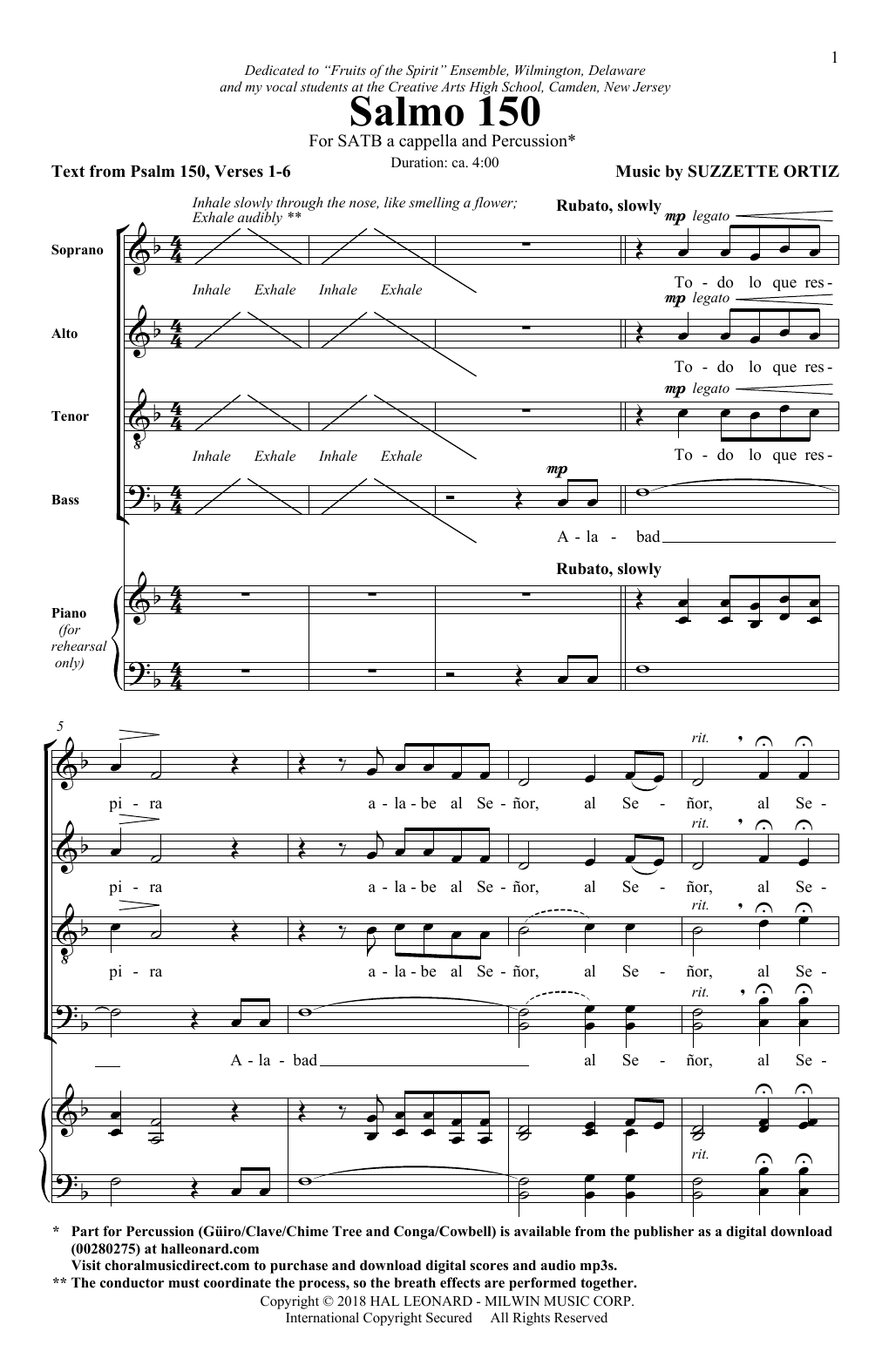 Suzzette Ortiz Salmo 150 Sheet Music Notes & Chords for SATB Choir - Download or Print PDF