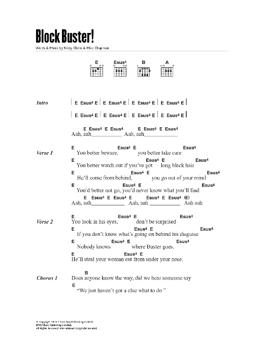 The Sweet Blockbuster Sheet Music Notes & Chords for Lyrics & Chords - Download or Print PDF