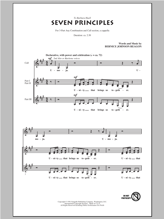 Sweet Honey In The Rock Seven Principles Sheet Music Notes & Chords for Choral - Download or Print PDF