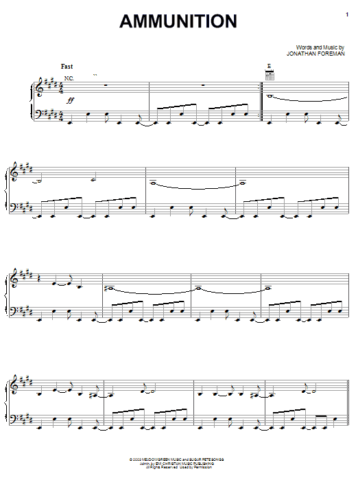 Switchfoot Ammunition Sheet Music Notes & Chords for Guitar Tab - Download or Print PDF