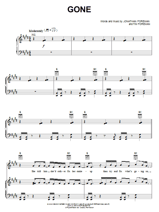 Switchfoot Gone Sheet Music Notes & Chords for Guitar Tab - Download or Print PDF