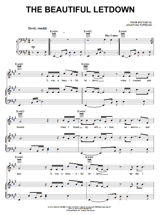 Switchfoot The Beautiful Letdown Sheet Music Notes & Chords for Piano, Vocal & Guitar (Right-Hand Melody) - Download or Print PDF Switchfoot The Beautiful Letdown Sheet Music Notes & Chords for Piano, Vocal & Guitar (Right-Hand Melody) - Download or Print PDF