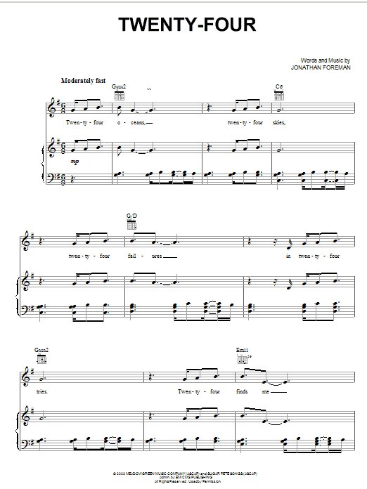 Switchfoot Twenty-Four Sheet Music Notes & Chords for Guitar Tab - Download or Print PDF Switchfoot Twenty-Four Sheet Music Notes & Chords for Guitar Tab - Download or Print PDF