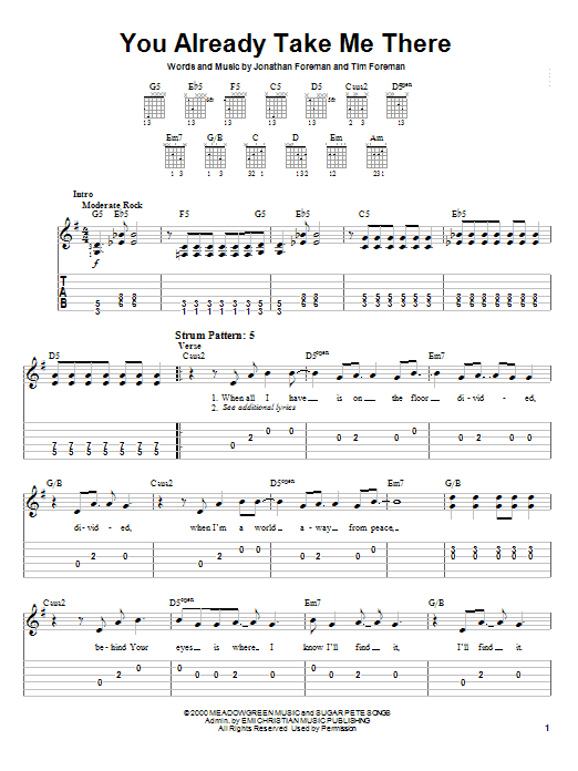 Switchfoot You Already Take Me There Sheet Music Notes & Chords for Guitar Tab - Download or Print PDF