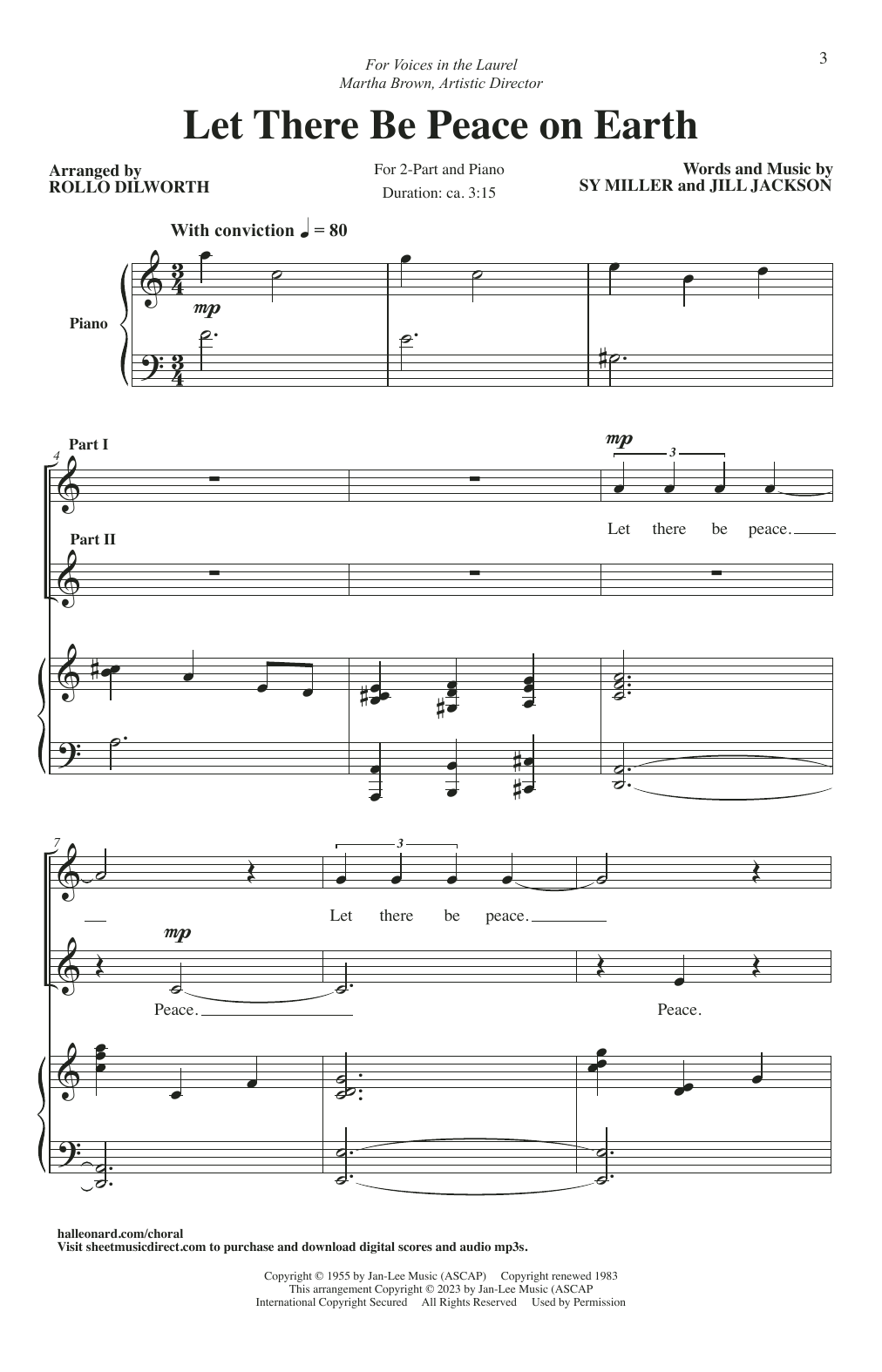 Sy Miller and Jill Jackson Let There Be Peace On Earth (arr. Rollo Dilworth) Sheet Music Notes & Chords for Choir - Download or Print PDF