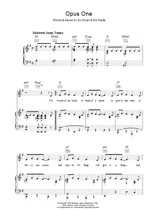 Sy Oliver Opus One Sheet Music Notes & Chords for Organ - Download or Print PDF