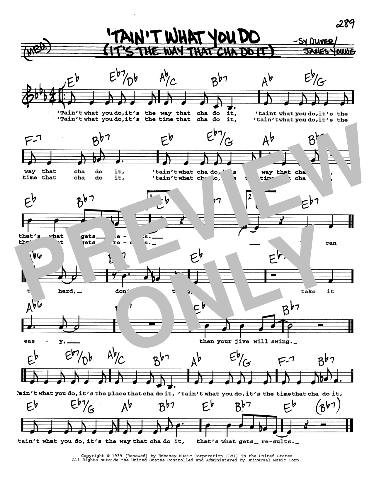 Sy Oliver 'Tain't What You Do (It's The Way That Cha Do It) (Low Voice) Sheet Music Notes & Chords for Real Book – Melody, Lyrics & Chords - Download or Print PDF