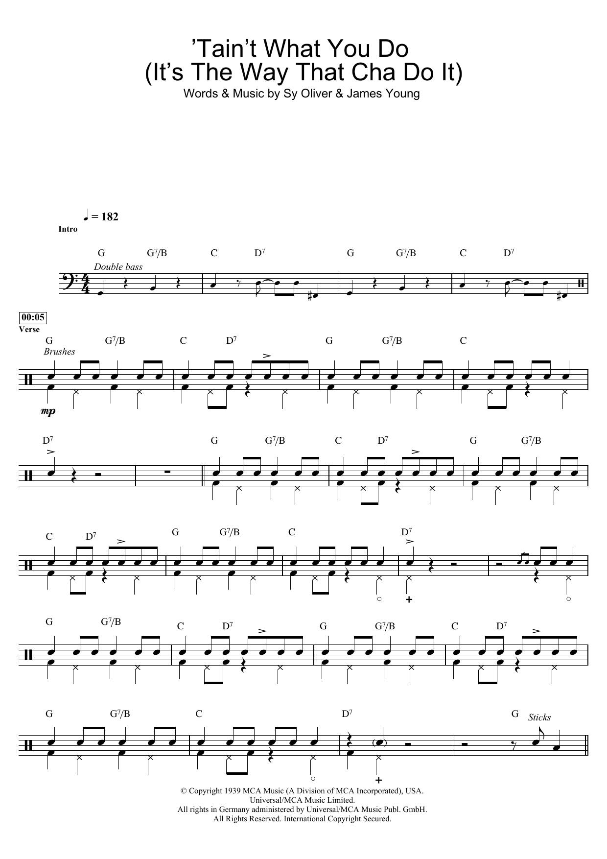 Sy Oliver 'Tain't What You Do (It's The Way That Cha Do It) Sheet Music Notes & Chords for Drums - Download or Print PDF