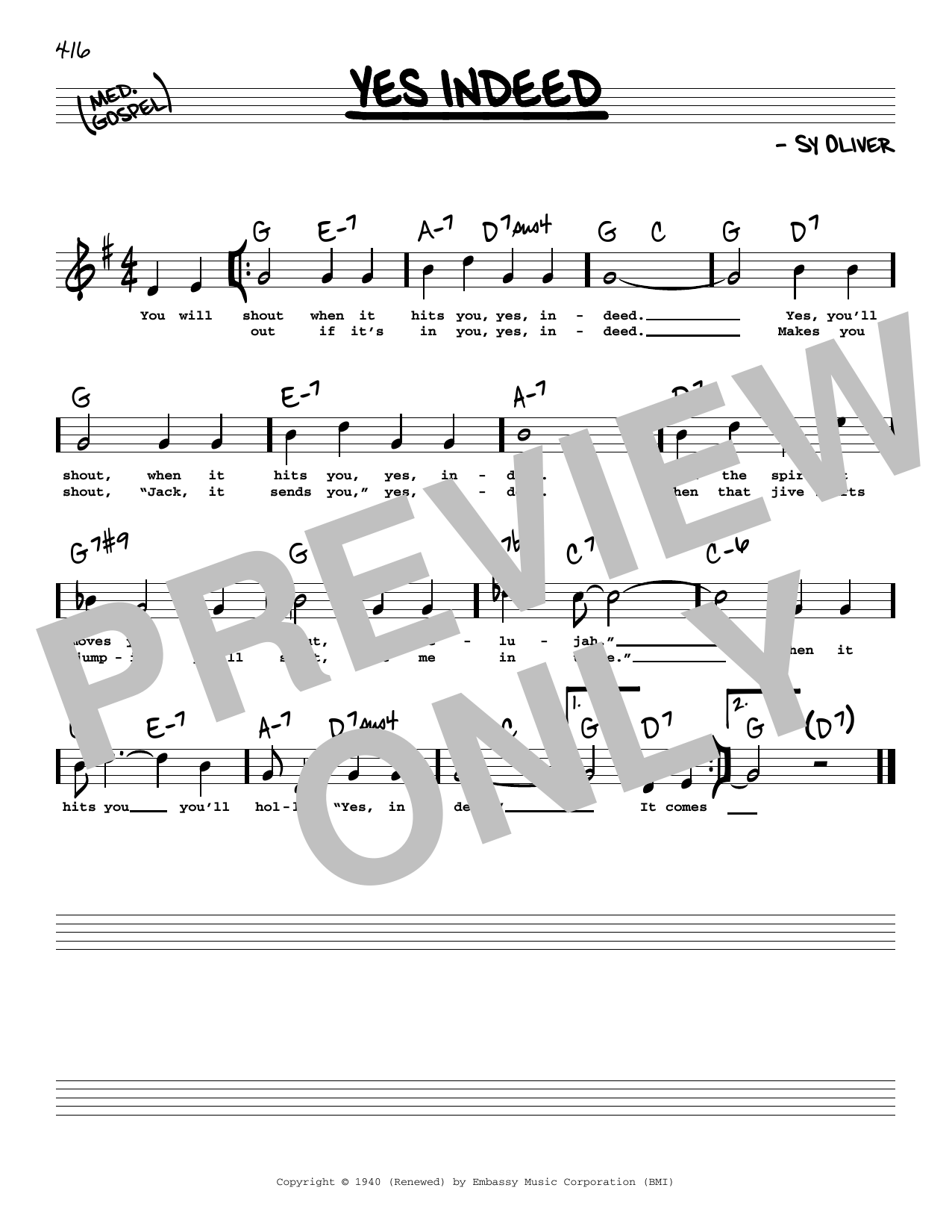 Sy Oliver Yes Indeed (High Voice) Sheet Music Notes & Chords for Real Book – Melody, Lyrics & Chords - Download or Print PDF