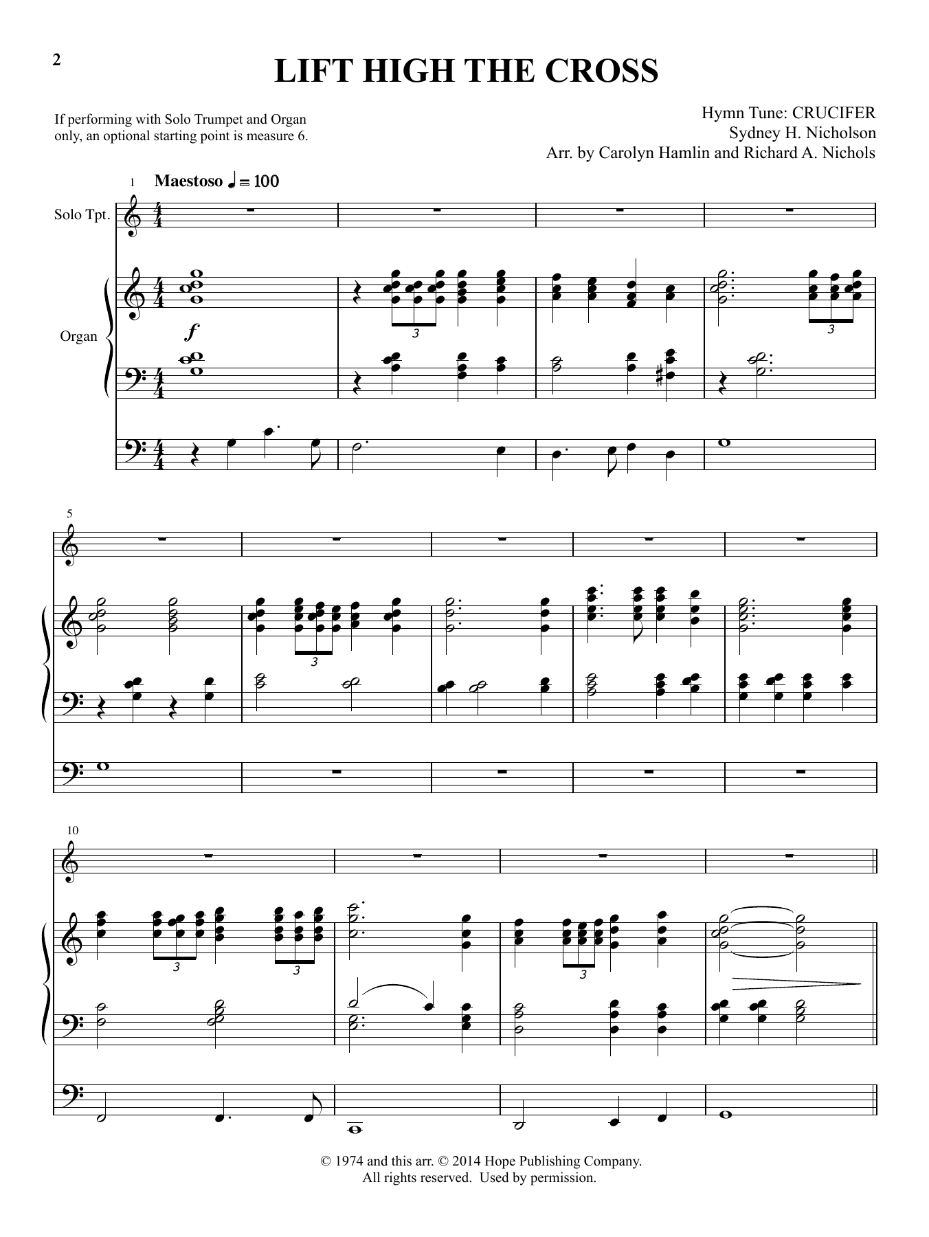 Sydney H. Nicholson Lift High the Cross (arr. Carolyn Hamlin and Richard A. Nichols) Sheet Music Notes & Chords for Organ - Download or Print PDF