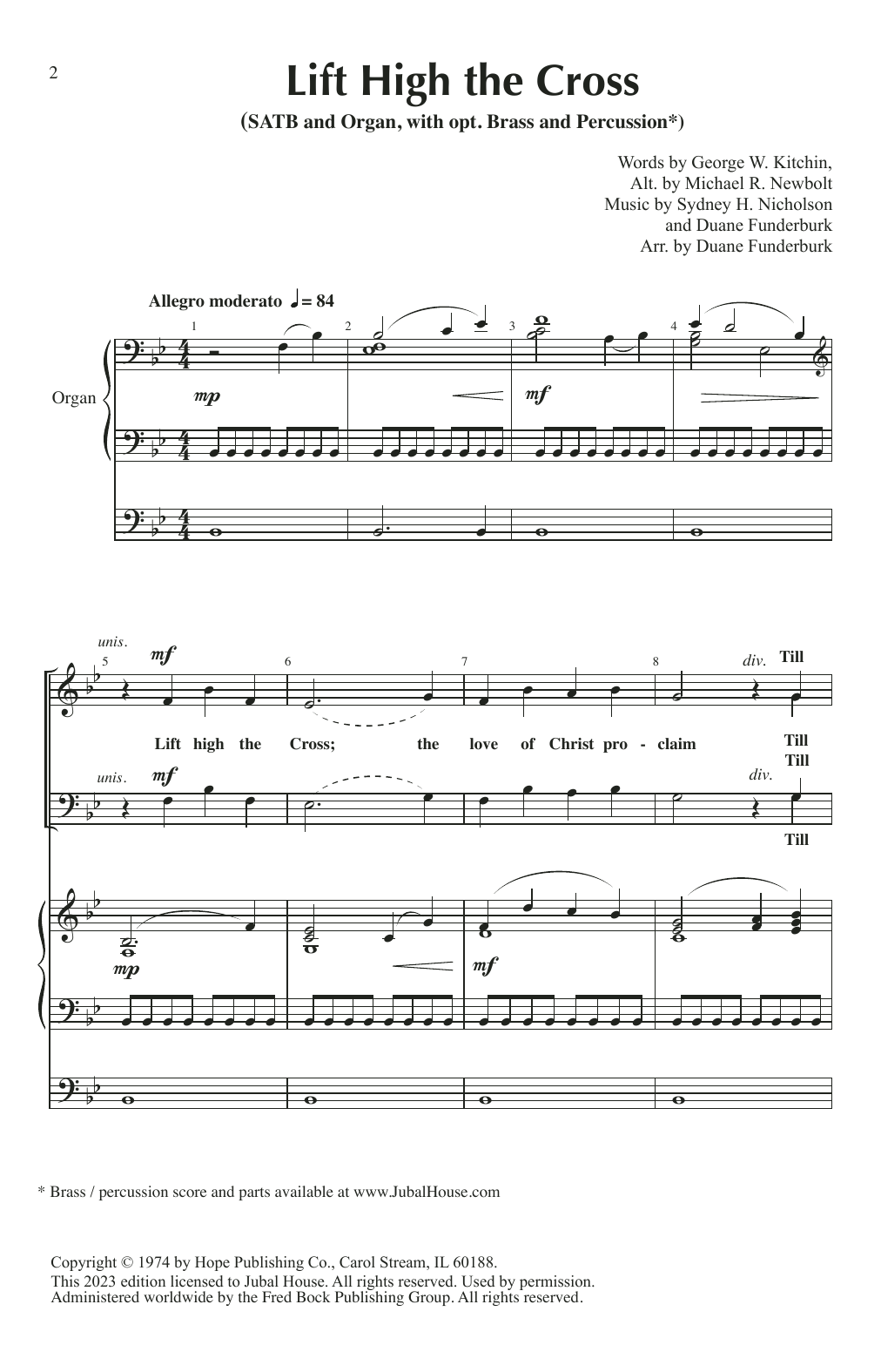 Sydney H. Nicholson Lift High the Cross (arr. Duane Funderburk) Sheet Music Notes & Chords for SATB Choir - Download or Print PDF