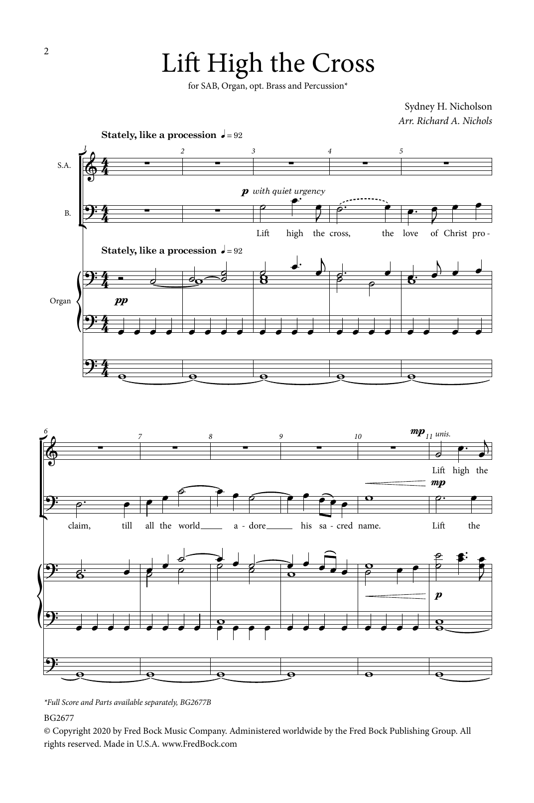 Sydney H. Nicholson Lift High The Cross (arr. Richard A. Nichols) Sheet Music Notes & Chords for SAB Choir - Download or Print PDF