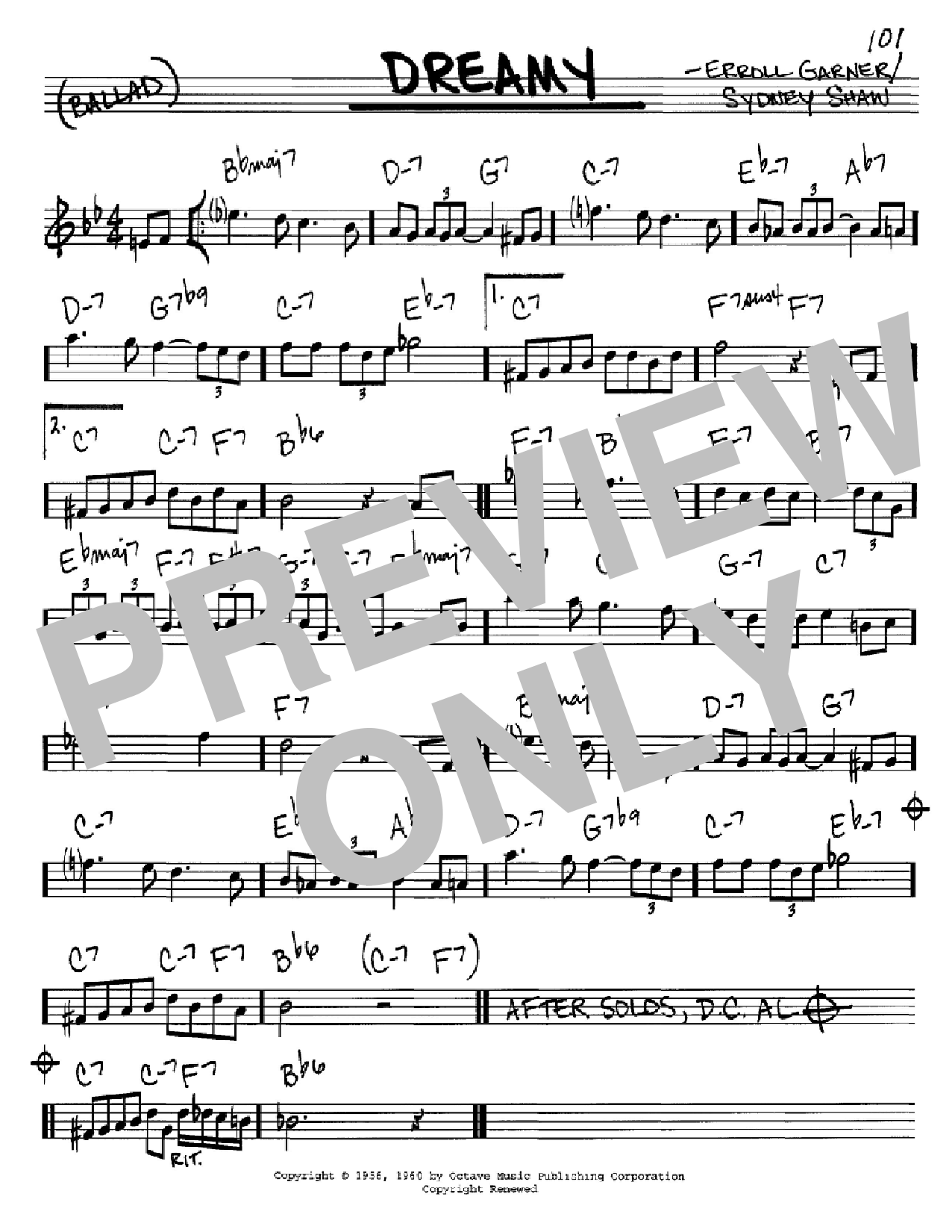 Sydney Shaw Dreamy Sheet Music Notes & Chords for Real Book - Melody & Chords - C Instruments - Download or Print PDF