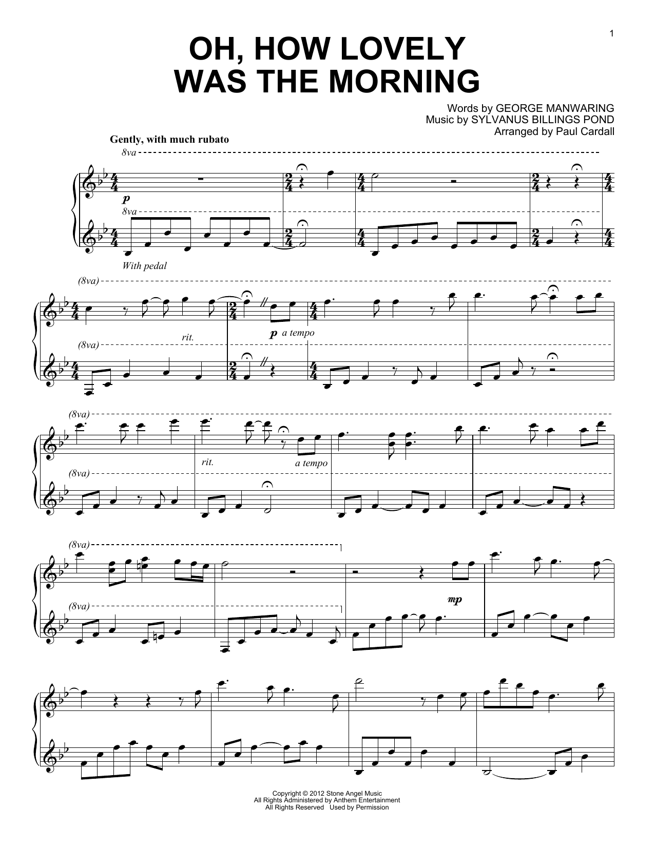 Sylvanus Billings Pond Oh, How Lovely Was The Morning (arr. Paul Cardall) Sheet Music Notes & Chords for Piano Solo - Download or Print PDF