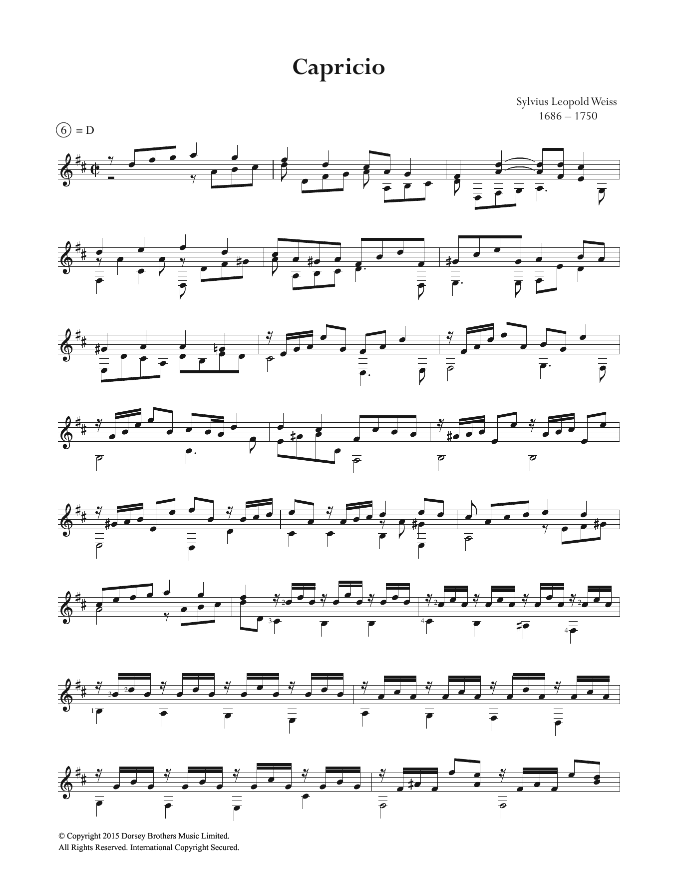 Sylvius Leopold Weiss Capricio Sheet Music Notes & Chords for Guitar - Download or Print PDF