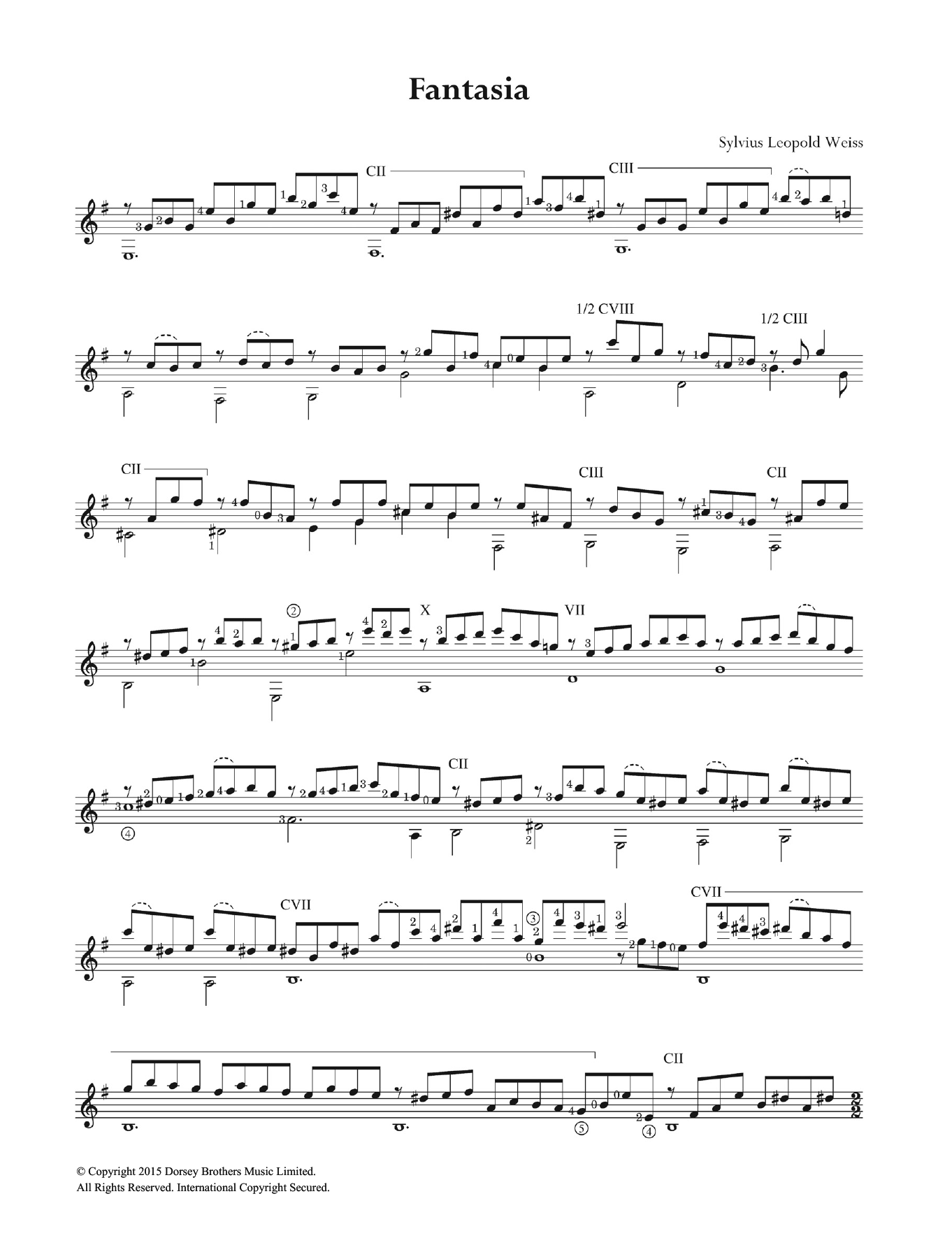 Sylvius Leopold Weiss Fantasia Sheet Music Notes & Chords for Guitar - Download or Print PDF
