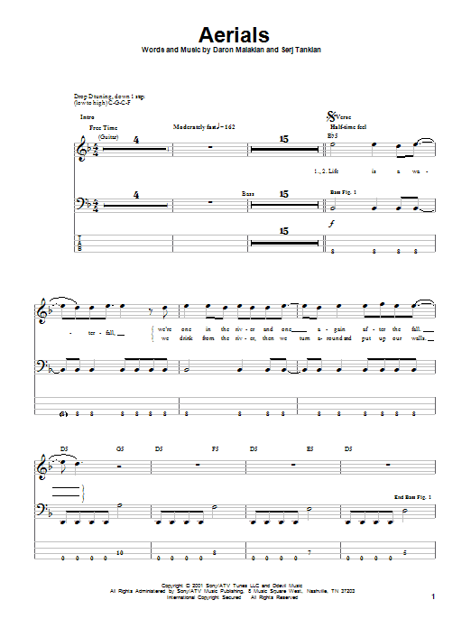 System Of A Down Aerials Sheet Music Notes & Chords for Guitar Tab - Download or Print PDF