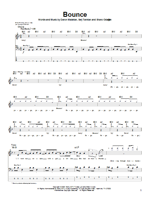 System Of A Down Bounce Sheet Music Notes & Chords for Drums Transcription - Download or Print PDF