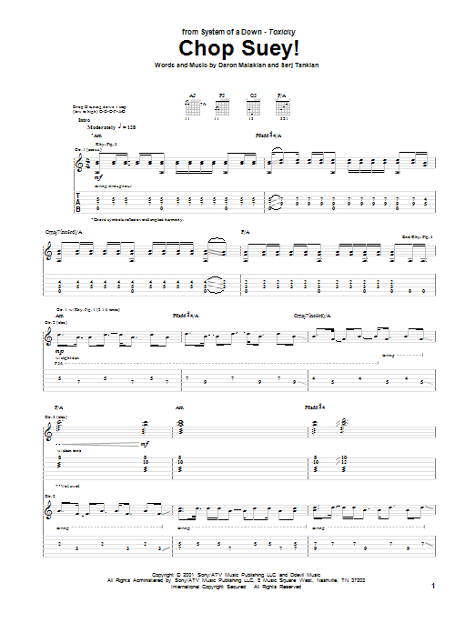 System Of A Down Chop Suey! Sheet Music Notes & Chords for Bass Guitar Tab - Download or Print PDF