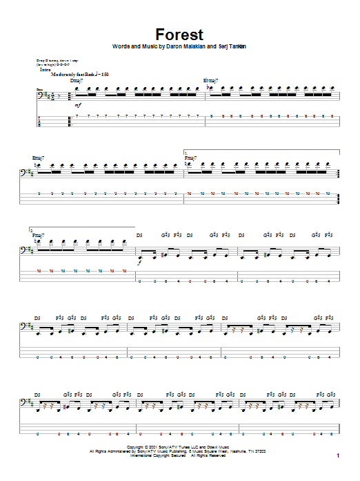 System Of A Down Forest Sheet Music Notes & Chords for Drums Transcription - Download or Print PDF