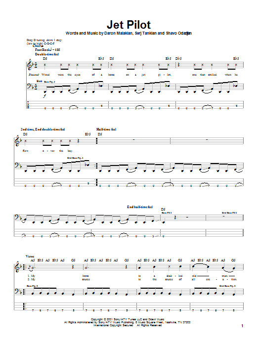 System Of A Down Jet Pilot Sheet Music Notes & Chords for Drums Transcription - Download or Print PDF