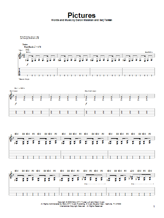 System Of A Down Pictures Sheet Music Notes & Chords for Guitar Tab - Download or Print PDF System Of A Down Pictures Sheet Music Notes & Chords for Guitar Tab - Download or Print PDF