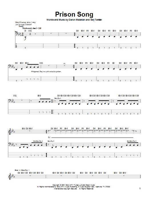 System Of A Down Prison Song Sheet Music Notes & Chords for Drums Transcription - Download or Print PDF
